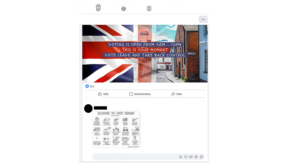 [Translate to English:] a photo of a flag with text over it and a smal picture below